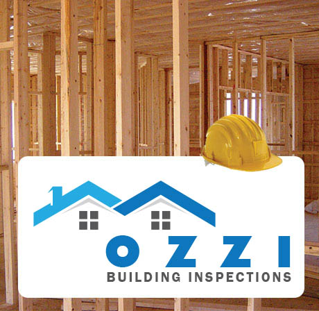 image of construction site with ozzi building inspections logo with a construction hat.