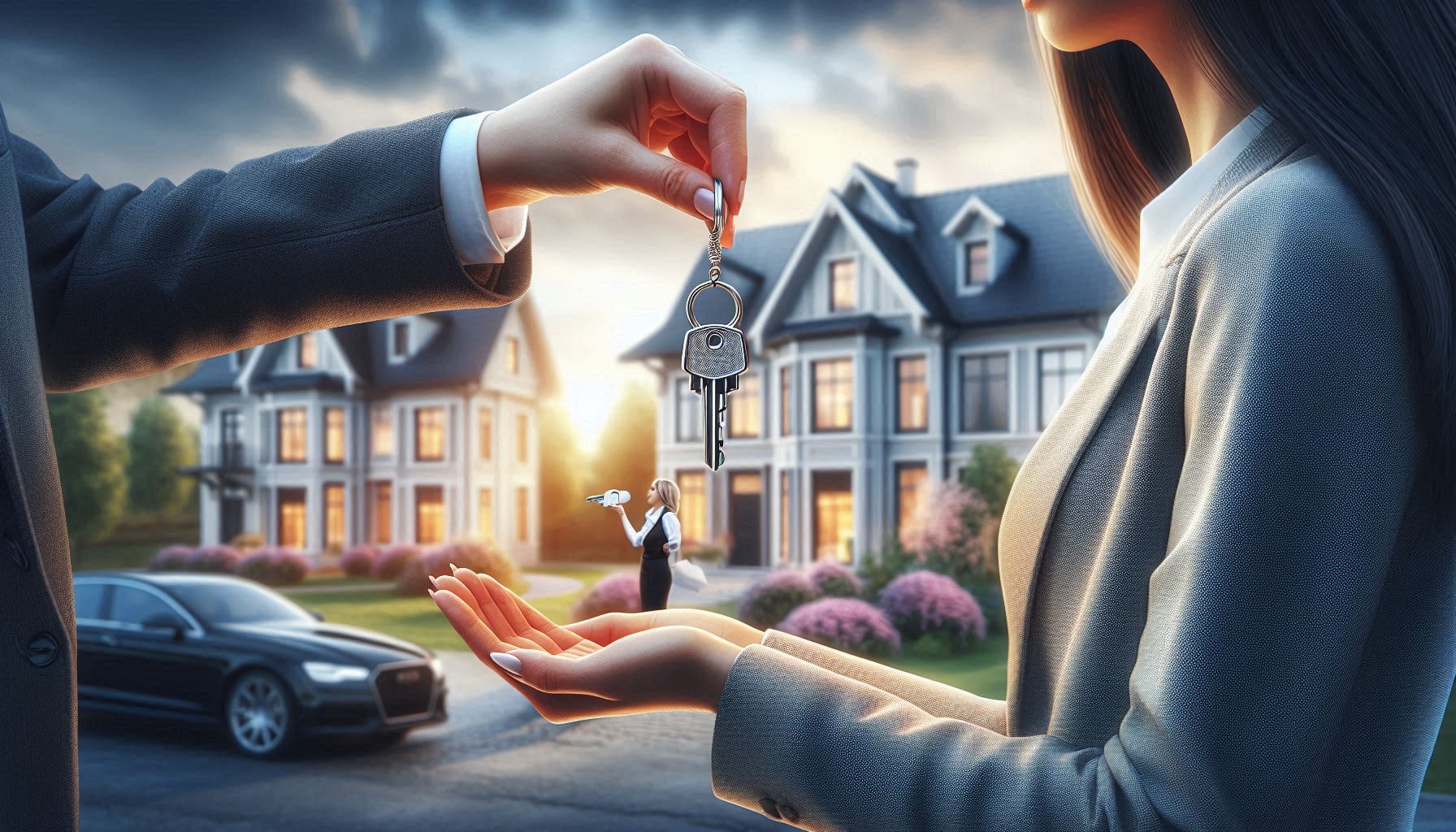 person being handed over the keys to their new house that they just bought